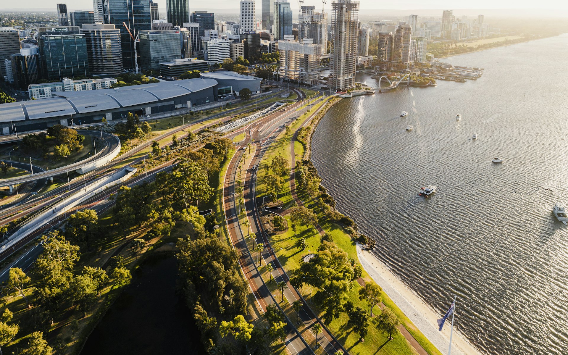Perth and the Swan River from the air